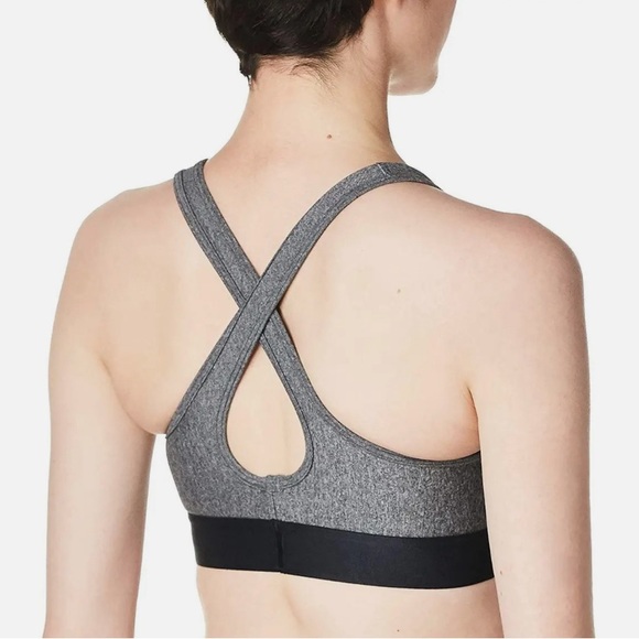 Under Armor Women's Heathered Cross-Back Medium-Support Compression Sports Bra - Picture 2 of 4